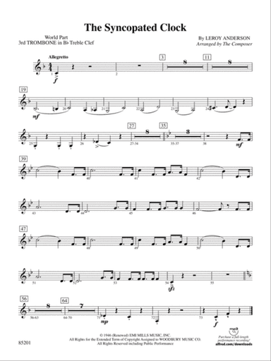 The Syncopated Clock: (wp) 3rd B-flat Trombone T.C.