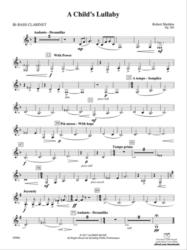 A Child's Lullaby: B-flat Bass Clarinet