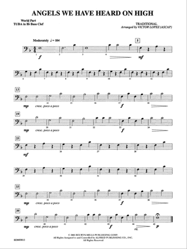 Angels We Have Heard on High: (wp) B-flat Tuba B.C.