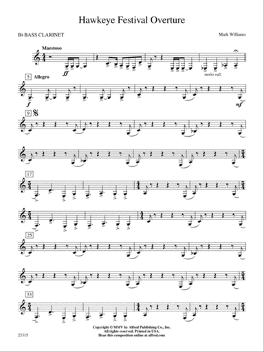 Hawkeye Festival Overture: B-flat Bass Clarinet