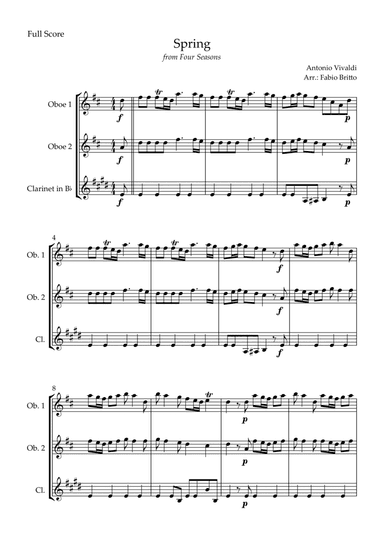Spring (from Four Seasons of Antonio Vivaldi) for Woodwind Trio