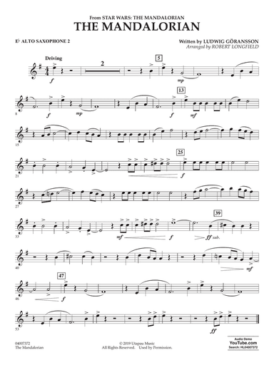 The Mandalorian (from Star Wars: The Mandalorian) (arr. Longfield) - Eb Alto Saxophone 2