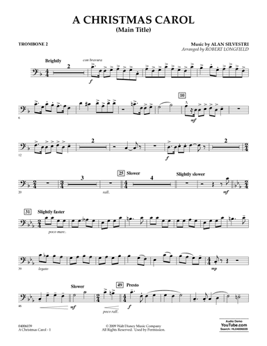 A Christmas Carol (Main Title) (arr. Robert Longfield) - Trombone 2
