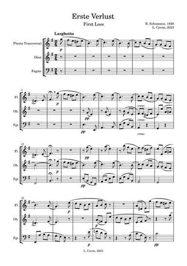 Erste Verlust: "The first loss" for Woodwind trio
