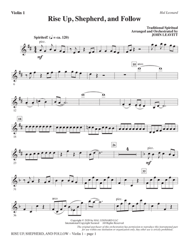 Rise Up, Shepherd, and Follow (arr. John Leavitt) - Violin 1