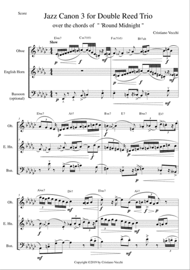 Jazz Canon 3 for Double Reed Trio