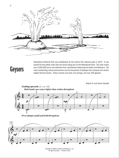 Let's Visit Yellowstone!: 2 Pieces with Corresponding Musical Activity Pages for Late Elementary Pianists