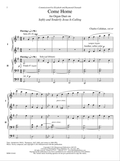 Come Home: An Organ Duet on Softly and Tenderly Jesus Is Calling (Downloadable)