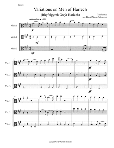 Variations on Men of Harlech (Rhyfelgyrch GwÅ·r Harlech) for viola trio