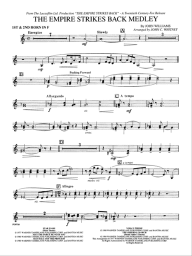 The Empire Strikes Back Medley: 1st F Horn
