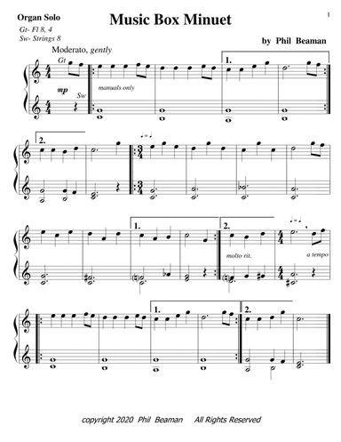 Music Box Minuet- organ solo