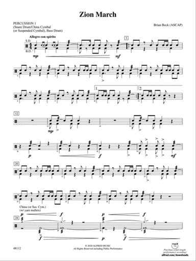 Zion March: 1st Percussion