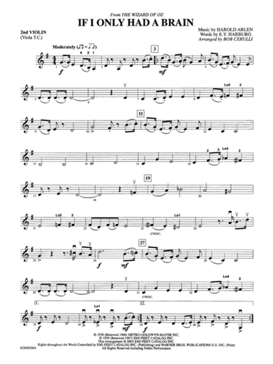 If I Only Had a Brain (from The Wizard of Oz): 2nd Violin