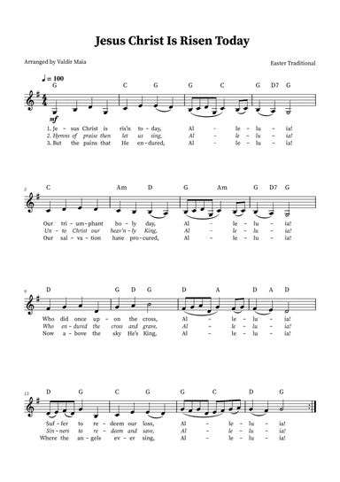 Jesus Christ Is Risen Today - Solo Voice in G Major