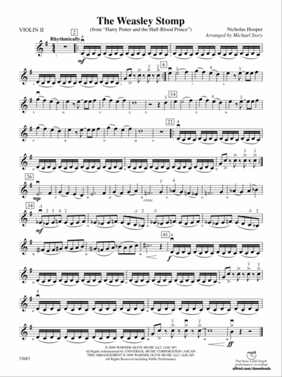 The Weasley Stomp (from Harry Potter and the Half-Blood Prince): 2nd Violin