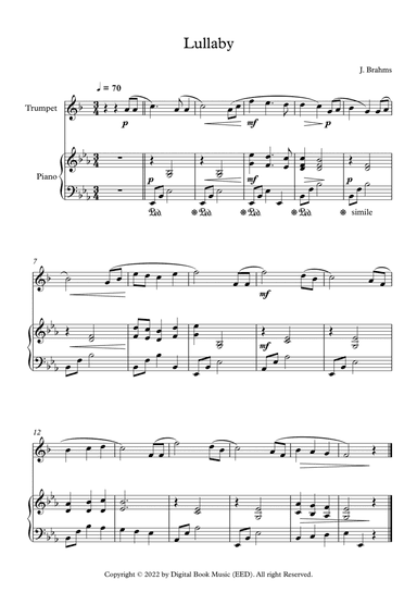 Lullaby - Johannes Brahms (Trumpet + Piano)