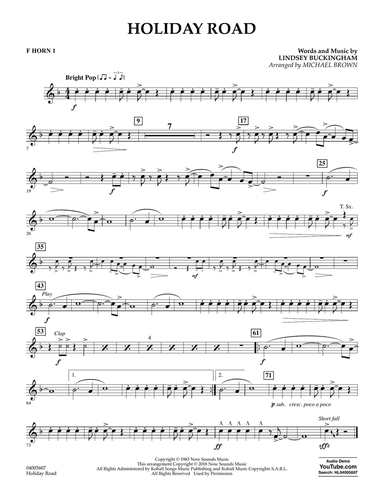 Holiday Road (from National Lampoon's Vacation) (arr. Michael Brown) - F Horn 1