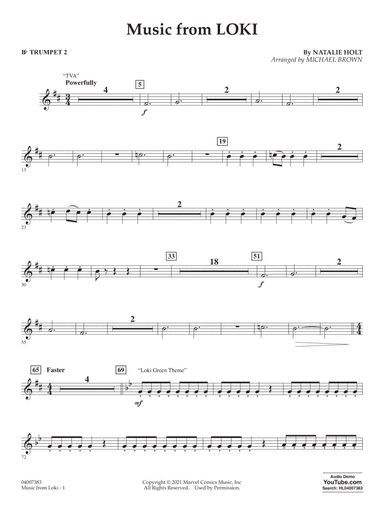 Music from "Loki" (arr. Michael Brown) - Bb Trumpet 2