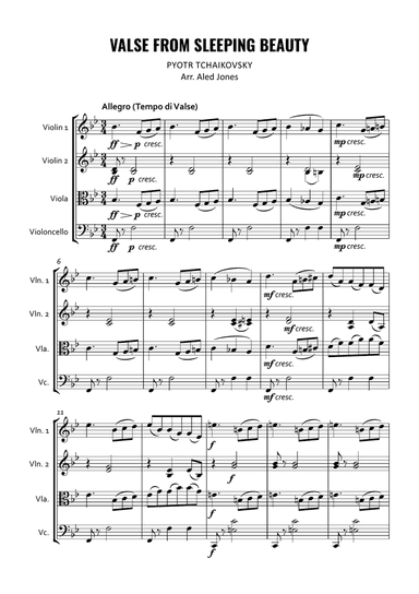 Sleeping Beauty Waltz for String Quartet