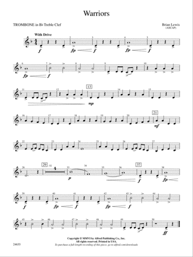 Warriors: (wp) Bb Trombone T.C.