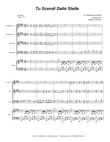 Tu Scendi Dalle Stelle (Brass Quartet and Piano)