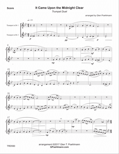 IT CAME UPON THE MIDNIGHT CLEAR - TRUMPET DUET (unaccompanied)