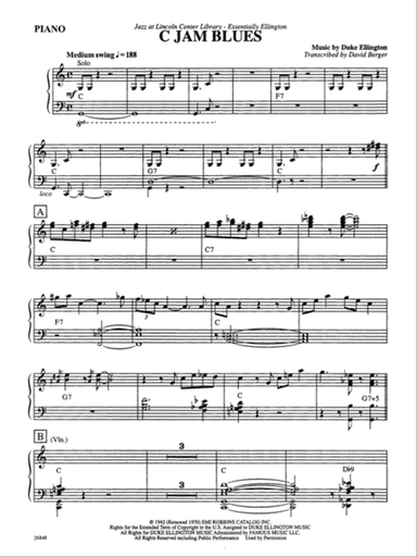 C Jam Blues: Piano Accompaniment