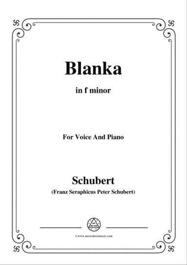 Schubert-Blanka,in f minor,for Voice&Piano