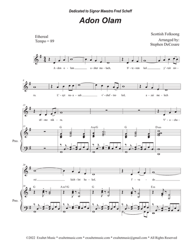Adon Olam (Unison choir - High Key)