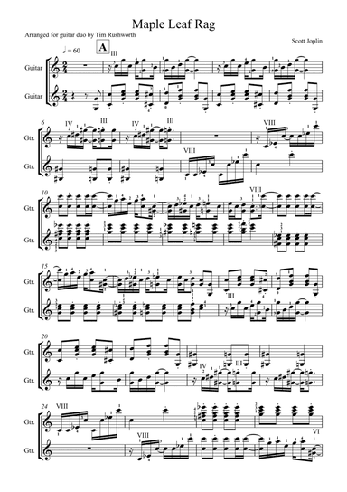 Maple Leaf Rag (arranged for guitar duet)