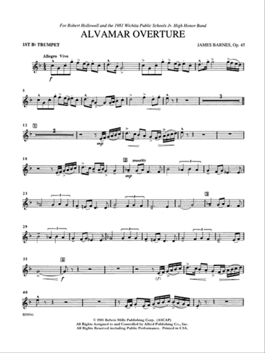 Alvamar Overture: 1st B-flat Trumpet