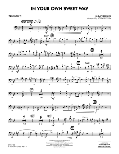 In Your Own Sweet Way (arr. John Wasson) - Trombone 3