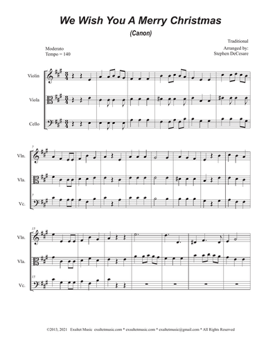 We Wish You A Merry Christmas (Canon) (String Trio)