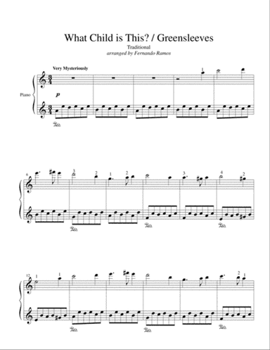 What Child is This / Greensleeves - Early Intermediate Piano Solo