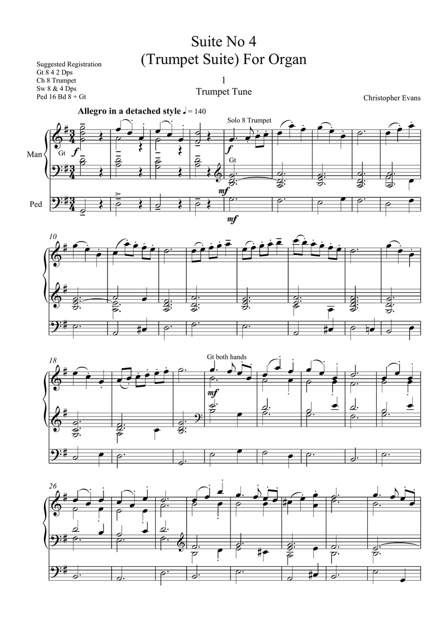 Suite No 4 'Trumpet Suite' for Organ