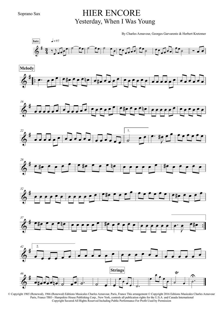 Yesterday, When I Was Young (hier Encore)