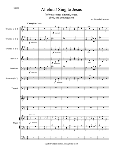Alleluia! Sing to Jesus (HYFRYDOL): Hymn Concertato for Choir/Congregation/Brass Sextet/Timp/Organ