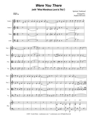 Were You There (with "What Wondrous Love Is This") (for String Quartet and Piano)