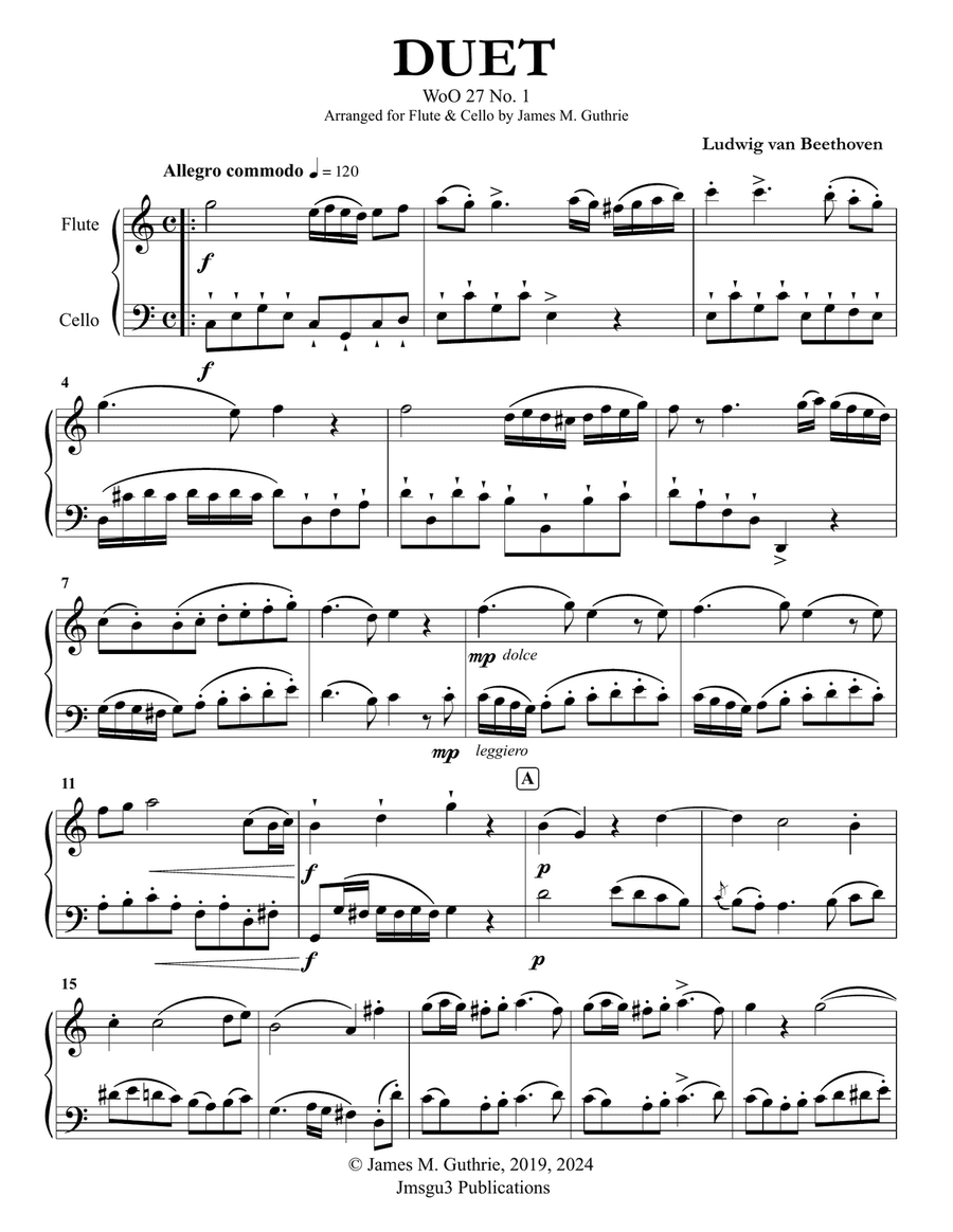Beethoven: Duet WoO 27 No. 1 for Flute & Cello