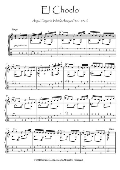 El Choclo tango Argentino Guitar solo