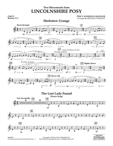 Two Movements from Lincolnshire Posy (arr. Michael Sweeney) - Pt.5 - Baritone T.C.