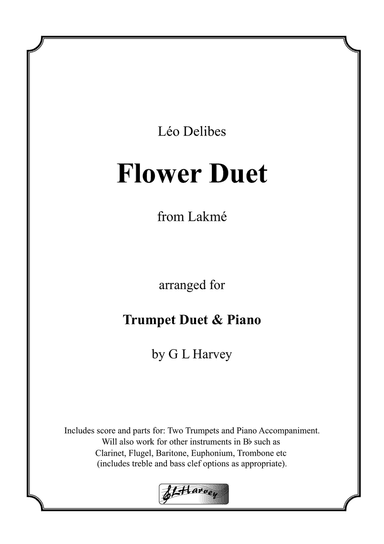 Flower Duet for Trumpet or Clarinet Duet with Piano Accompaniment