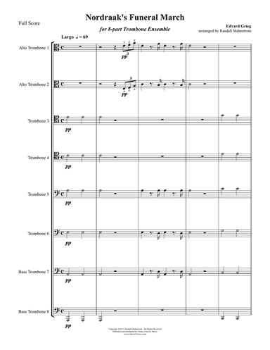 Nordraak's Funeral March for 8-part Trombone Ensemble