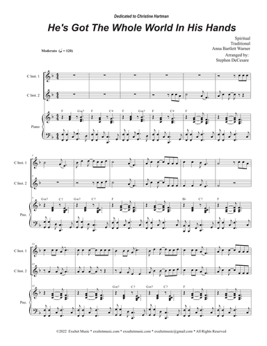 He's Got The Whole World In His Hands (Duet for C-Instruments)