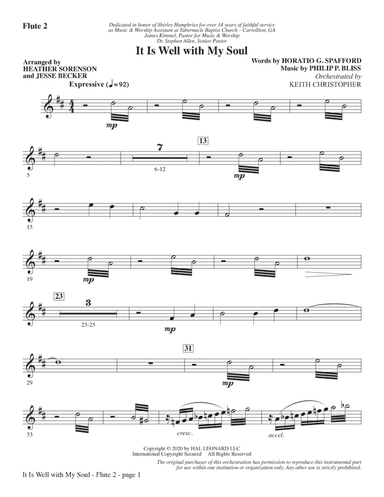 It Is Well with My Soul (arr. Heather Sorenson and Jesse Becker) - Flute 2