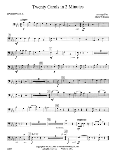 Twenty Carols in 2 Minutes: Baritone B.C.