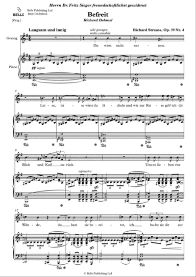 Befreit, Op. 39 No. 4 (Original key. E minor)