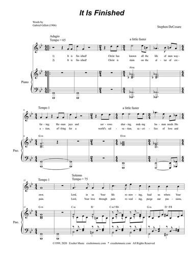 It Is Finished (for Vocal Solo - High)