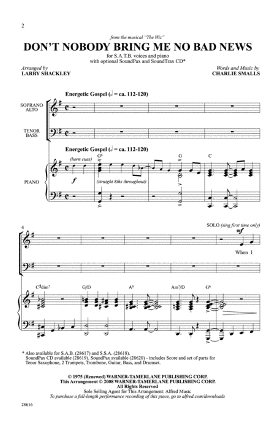 Don't Nobody Bring Me No Bad News (from the musical The Wiz)