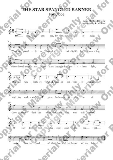 Star Spangled Banner - Oboe